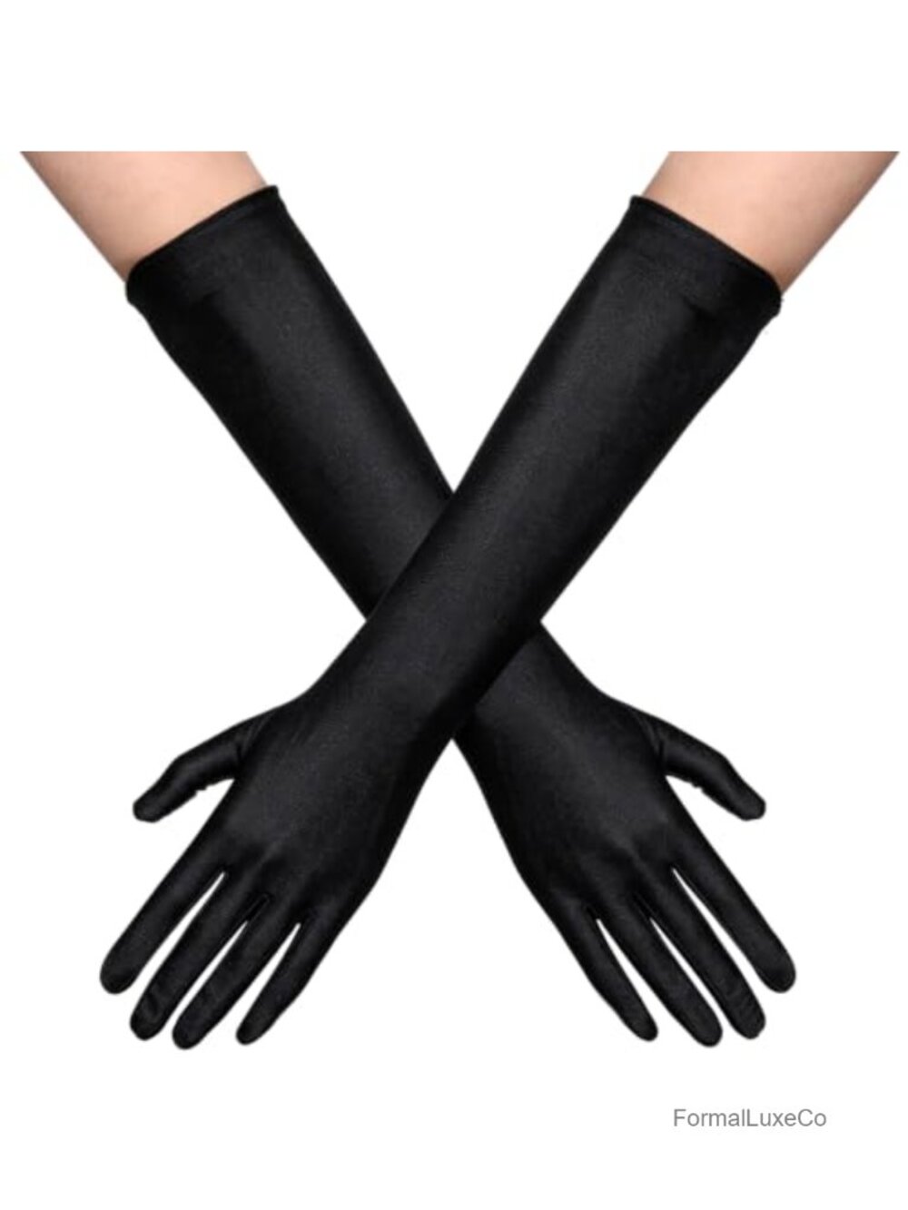 16-Inch Satin Opera Gloves Elbow Length Stretchy Flapper Gloves